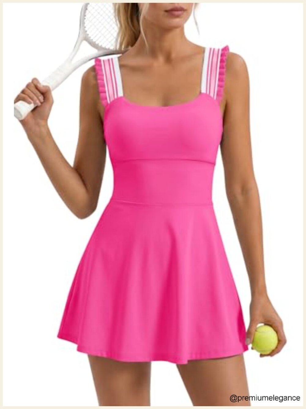 Women's Athletic Tennis Dress with Built-in Shorts & Bra